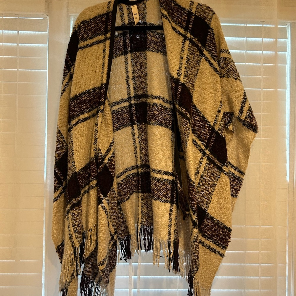 Plaid Fringe Shawl